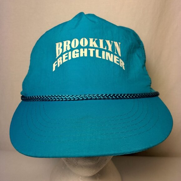 Vintage Brooklyn Freightliner Cap Hat Turquoise Blue Nylon Otto Cap Strap Back - Picture 2 of 14